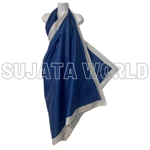 HAND BLOCK PRINT ON HIGH QUALITY COTTON SCARF STOLE PAREO SARONG DUPATTA SHAWL - Picture 1 of 10