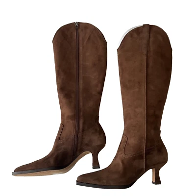 Dolce Vita Ariana Tall Dress Boots Womens Size 6.5 Brown Inside Zip Suede - Image 1 of 4