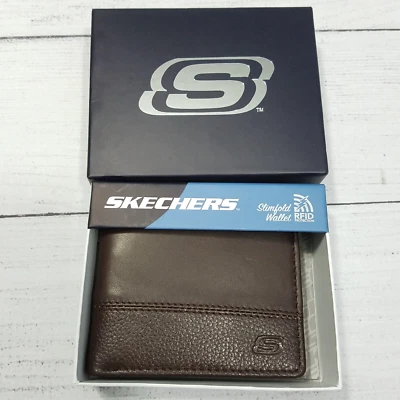 Cartera de cuero RFID Skechers para hombre Tonal Slimfold - marrón Foto 1 de 4