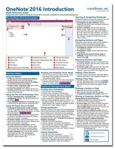 OneNote 2016 Training Guide Quick Reference Card 4 Page Cheat Sheet Instruction - Picture 1 of 4