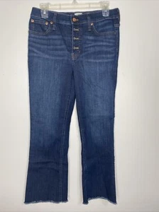 J. Crew Billie Demi Boot kurz geschnittene Damenjeans Gr. 28 dunkel gewaschen roher Saum Knopffliege - Bild 1 von 7