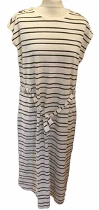 Vestido con cinturón de algodón a rayas crema y negro NEXT para dama Reino Unido 16 nuevo con etiquetas envío y devolución gratuitos - Imagen 1 de 5