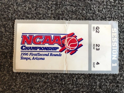1996 NCAA Championship 1st/2nd Rounds Tempe AZ Ticket Stub   Arizona Kansas Iowa Cover