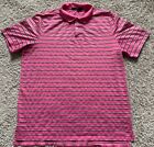 Rlx Ralph Lauren Polo Shirt Size Xl Pink & Blue Striped Polyester Short Sleeve