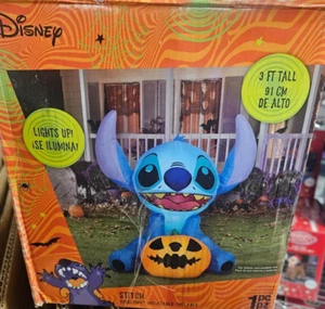 Gemmy 3ft Tall Disney's Stitch w/Pumpkin Halloween Inflatable - Picture 1 of 2