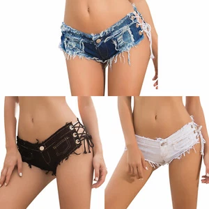 Sexy Mujeres Mini Pantalones Pantalones Pantalones Jeans Micro Cortos Denim Deshilachados Dukes Cintura Baja Pantalones Cortos - Imagen 1 de 16