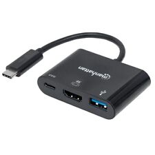 Manhattan USB-C Dock/Hub, Ports (x3): HDMI, USB-A and USB-C, With Power Delivery