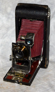 No. 3-A Folding Pocket Kodak Model B2, Wood Bed, Red Bellows
