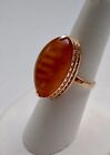 USSR Russian Ring Rose Pink Gold 14K 583  with Baltic Amber size 7