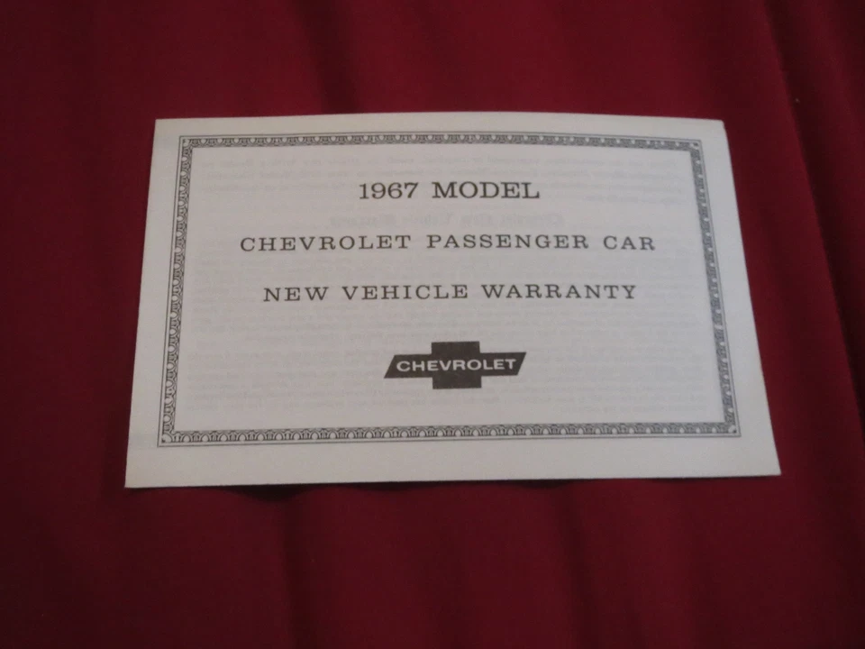 Chevrolet Corvette 1967 Camaro Impala Chevelle Corvair garantía manual del propietario Foto 1 de 1