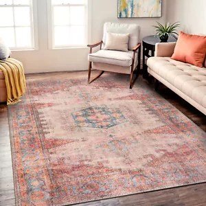 Rugshop Area Carpet Vintage Bohemian Machine Washable Rugs Non-Slip Area Rug 3x5 - Picture 1 of 10