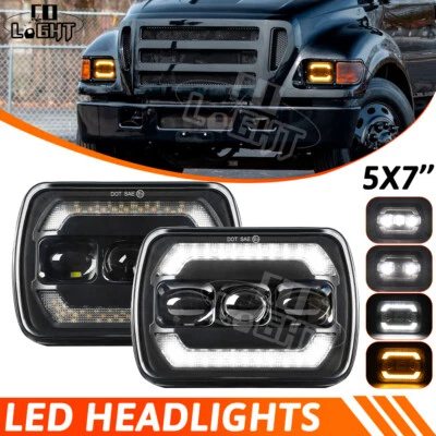 For Ford Super Duty Truck F550 F600 F650 F700 F750 7X6 5x7" LED Headlights Hi/Lo - Image 1 of 4