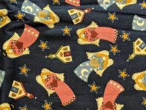 1996 Primitive Angels On Blue Cotton Fabric- (Fabric Traditions) - Picture 1 of 4