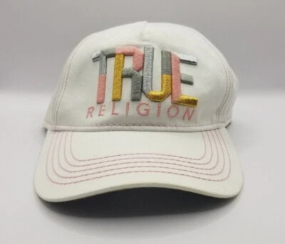 Gorra de béisbol True Religion para mujer de algodón rosa/plateado con escritura ajustable nueva sin etiquetas Foto 1 de 4