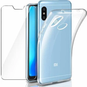 COVER CUSTODIA + PELLICOLA VETRO TEMPERATO PER XIAOMI MI A2 LITE TRASPARENTE TPU - Imagen 1 de 23