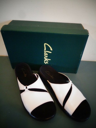 SANDALO SLIP ON CLARKS ELITE IN PELLE BIANCA TAGLIA 9M MADE IN BRAZIL