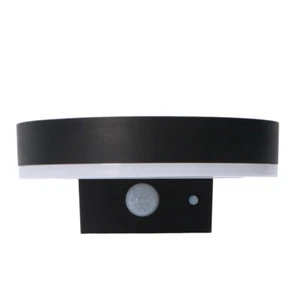 Solar LED-Wandleuchte Wandlampe schwarz mit Bewegungsmelder 6W warmweiß - Bild 1 von 4