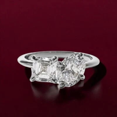 Toi et Moi Platinum Rings 2.30 Ct Oval Lab Grown Diamond IGI Certified PT950 - Image 1 of 4