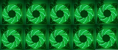 Enermax 80mm x 25mm Twister Bearing Green LED Computer Case 3-pin Fan, Set of 10 - Image 1 of 2