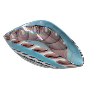 Yalos Murano Art Glass Pastel Pink Blue Sea Shell Form 16" Italy Vintage 2003