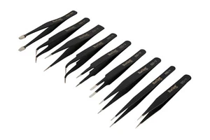 Juego de pinzas ESD Blue Spot Tools 9 piezas billetera de almacenamiento puntas de tierra de precisión - Imagen 1 de 9