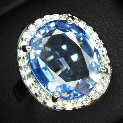 Кустарные кольца ручной работы из стерлингового серебра 925 пробы с синим сапфиром и васильком 9,11 карата - Изображение 1 из 4