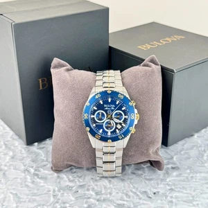Bulova Marine Star 98B400 Chronograph blaues Zifferblatt Quarz Herrenuhr 41,5 mm - Bild 1 von 10