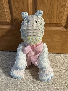 Handmade Vintage Chenille Bedspread Variety Of Rosebuds Florals Hippo Child Toy - Picture 1 of 2