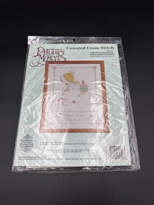 Janlynn Precious Moments набор для вышивки крестом объявление о рождении 131-31 винтажный 1993 - Изображение 1 из 3