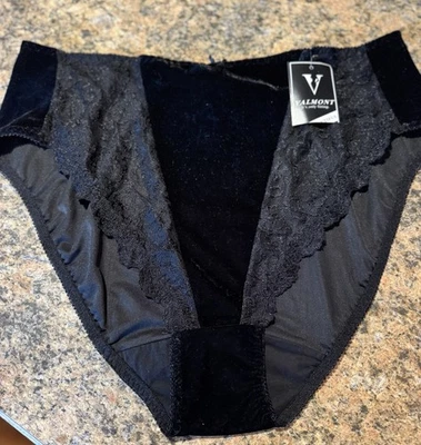 Sexy Braguita Bikini Calzoncillo Cintura Alta Corte Encaje Terciopelo Negro Valmonts Talla 11 Foto 1 de 4