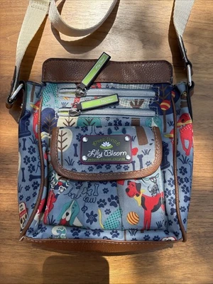 Lily Bloom Crossbody/Shoulder Bag Purse Dogs "Who Let The Dogs Out?" Med  - Image 1 of 4