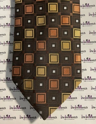 "Corbata de cuello ajustable con diseño cuadrado marrón Harvé Benard 3,25"" (nueva sin etiquetas)" Foto 1 de 3