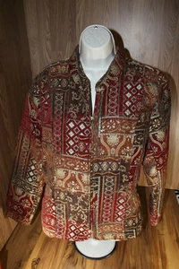 Christopher & Banks Jacquard Gobelin Jacke Damen großer durchgehender Reißverschluss UVP 139 $! - Bild 1 von 11