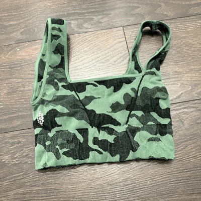 Free People Movement Women’s XS Small Green Camo Crop Top Sports Bra - Image 1 of 4