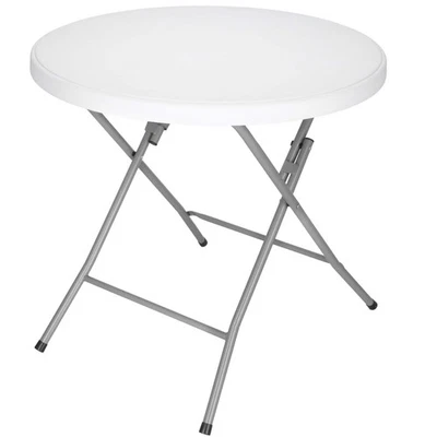 SPRINGOS Tavolo da Catering Pieghevole Ø 80 cm - Rotondo, Bianco - Immagine 1 di 4
