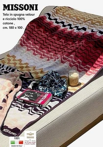 MISSONI TUCH CM. 180 x 100 Velours & Locken Schwamm 100% Baumwolle Meer Sauna etc. - Bild 1 von 7