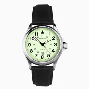 Reloj Sekonda Altitude para hombre con correa de cuero negro esfera verde 30094 - Imagen 1 de 5