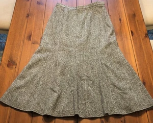 ORVIS Tweed Black White Fit & Flare Skirt 100% Wool MEDIUM Fully Lined Winter - Picture 1 of 13