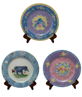Disney 8" Salad Plates Pooh Bouquet & Simply Pooh Ceramic Lot Set Of 3 - Image 1 of 4