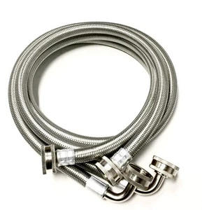 2-Pack Premium Stainless Steel Washing Machine Hoses - 4 FT No-Lead Burst Pro... - Picture 1 of 3