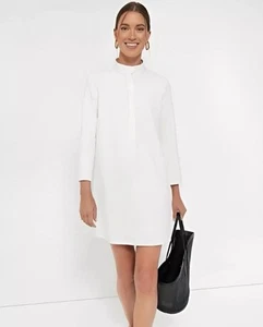 Vestido recto Tuckernuck Avery manga larga blanco L nuevo con etiquetas - Imagen 1 de 13