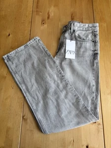 Jeans Zara tiro medio largo completo pierna ancha talla 12 nuevos con etiquetas - Imagen 1 de 10