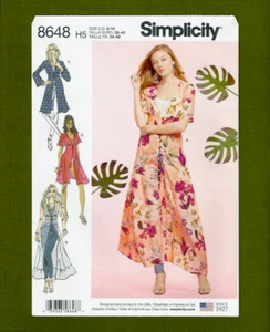 Easy Duster / Kimono Style Overdress Motivo da cucire (taglie 6-14) Semplicità 8648 - Foto 1 di 6