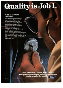 Ford Quality is Job 1 1990 estetoscopio de prevención anuncio impreso vintage - Imagen 1 de 1
