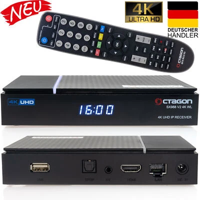 OCTAGON SX988 V2 4K UHD IP H.265 HEVC IPTV Smart TV Set-Top Box schwarz - Bild 1 von 4