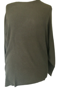 Sheego Damen Strickpullover Khaki Pullover Pulli Oversize Übergröße Asymmetrisch