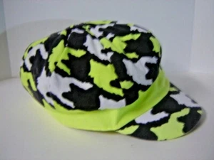 Justice Neon Yellow Black and White Newsboy Hat Cap with Silver Star One size - Picture 1 of 10