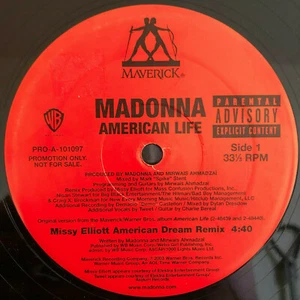MADONNA : AMERICAN LIFE Mixes ft. Missy Elliott 12" RECORD 2003 PROMO 22Yrs! - Foto 1 di 3
