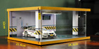 Car Parking Model Wooden Garage with LED Light Acrylic Cover / 1:32