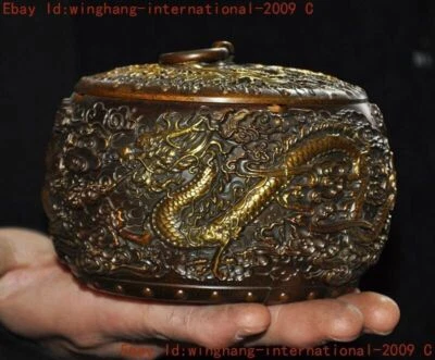 China China Antiguo Bronce Animal Largo Dragón Pluma Lavado Cenicero Estatua Foto 1 de 4